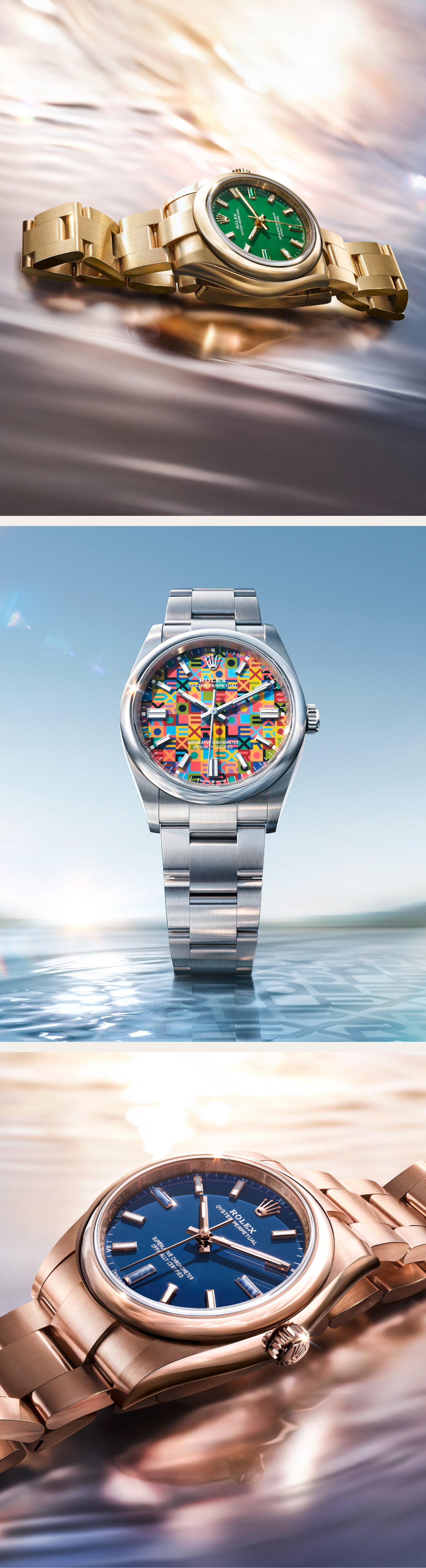 rolex oyster-perpetual yellow gold, oystersteel and everose gold watches - royal de versailles